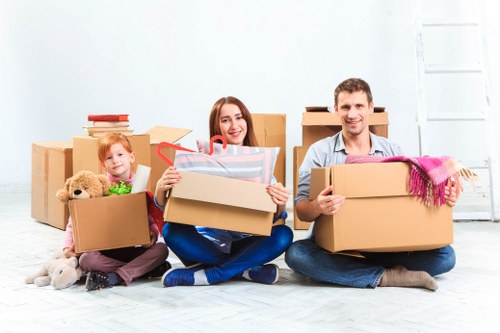 Packed moving boxes ready for a Hampstead house move