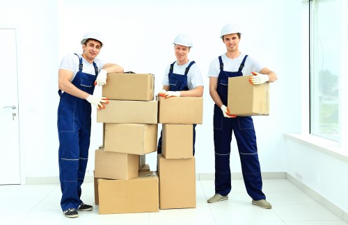 Stacked storage boxes arranged safely in a unit