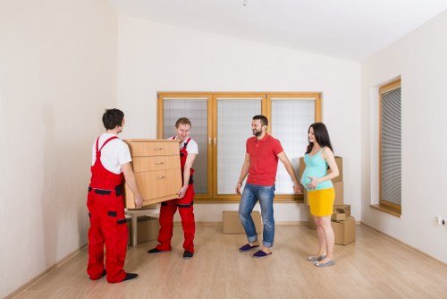 Furniture and boxes being loaded for a local Hampstead move